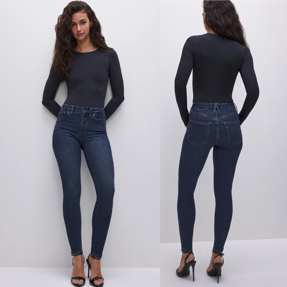 Good American Good Legs Medium Dark Wash High Rise Skinny Jeans